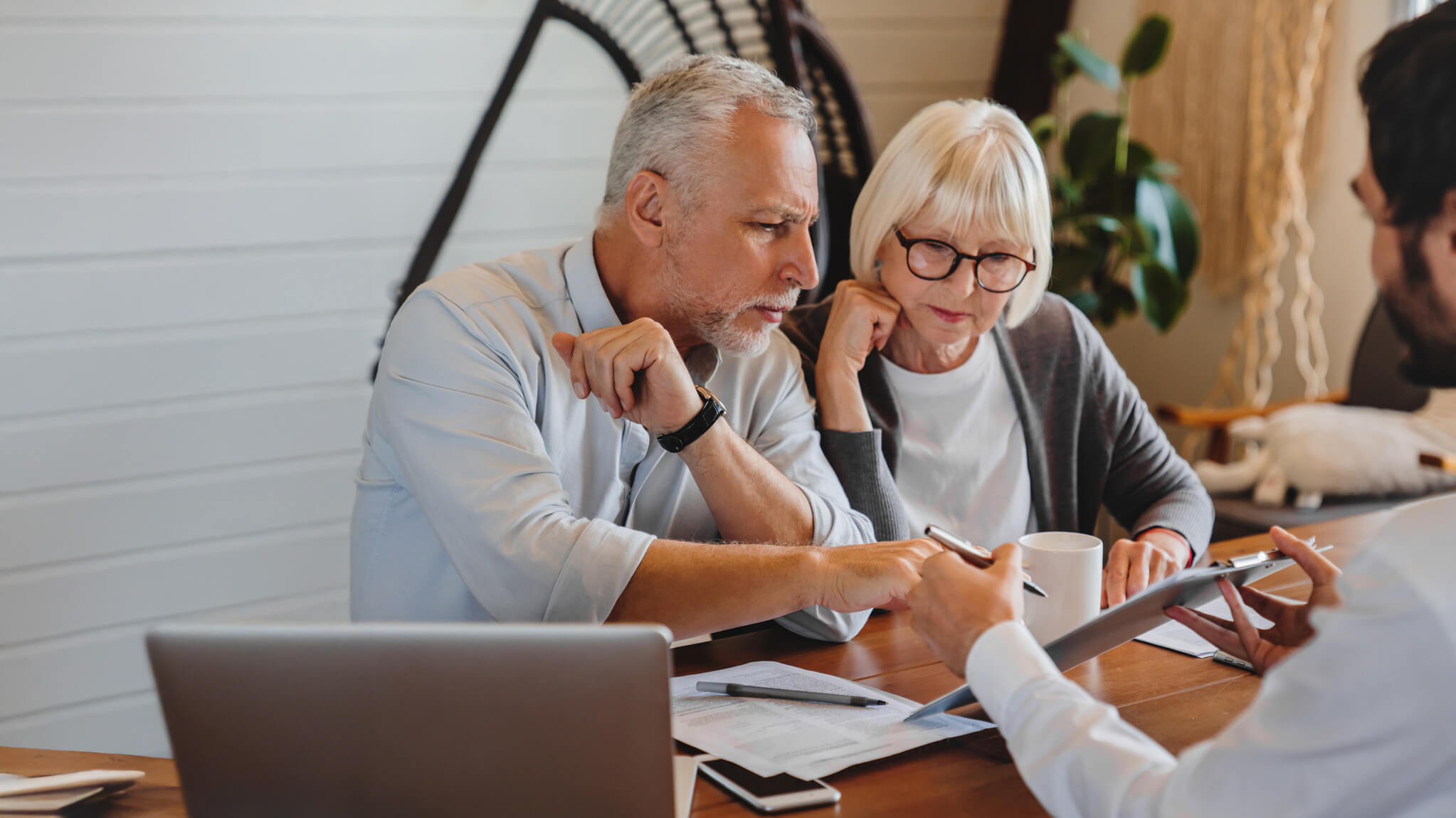 Older couple reviewing documents